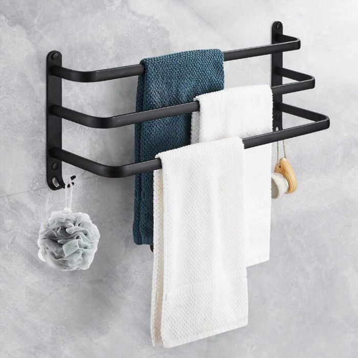 50cm 3 étages Porte Serviette Salle de Bain étagère Serviette avec Crochets Étanche - pour Salle de Bain Cuisine Salle de Bain