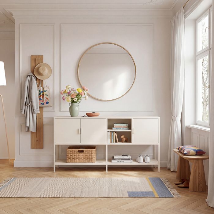 Buffet Kliri acier 160 x 40 x 80 cm blanc crème Buffet Kliri acier 160 x 40 x 80 cm blanc crème