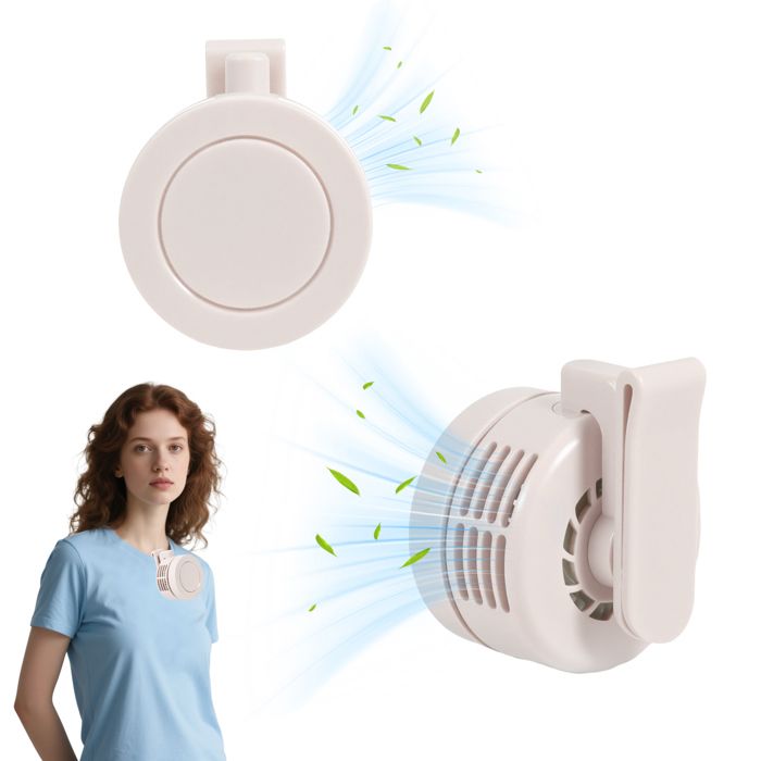 Mini Ventilateur Portable - 3 Vitesses - Mini clip de taille éventail - Pivotant 360° - Silencieux sans pales - Rechargeable USB