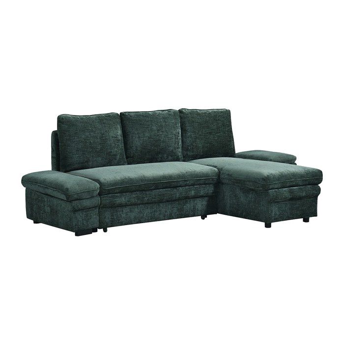 Canapé dangle convertible et réversible en tissu chenille vert SIVIARA