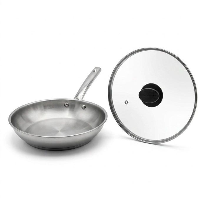 Poêle à frire en inox 20 cm et couvercle en verre 20 cm Fackelmann Rhona Poêle à frire en inox 20 cm et couvercle en verre 20 cm Fackelmann Rhona