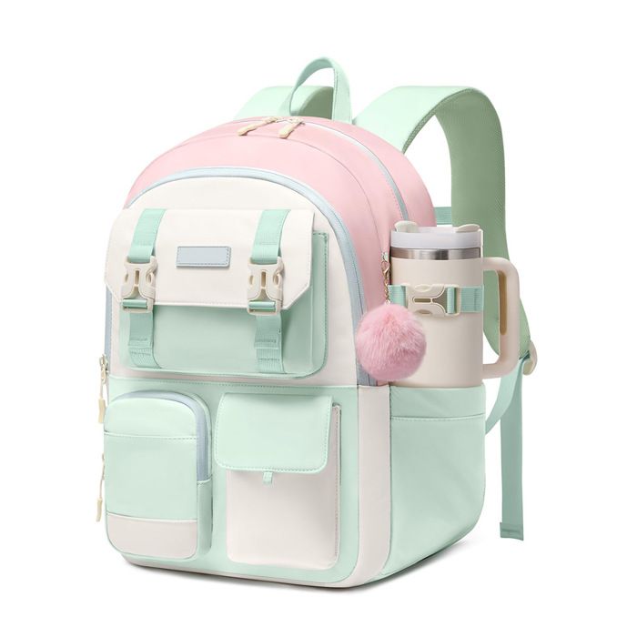 XJYDNCG Cartable Enfant PrimaireSac Scolaire FilleSac à Dos Multi‑poches Pratique pour École - Vert Rose