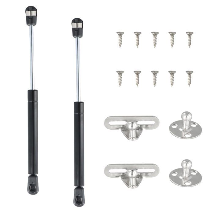 Lot de 2 Vérins à Gaz 200N Hydraulique pour Porte dArmoire/Fenêtre/Coffre Noir XSHWYAN