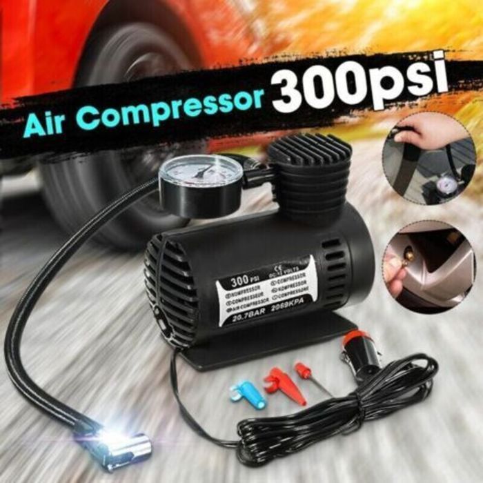 Mini pompe de gonflage électrique Candyse - 12V - 300PSI - Universelle - Portable - Pour voiture moto basket-ball vélo - Gonfleu