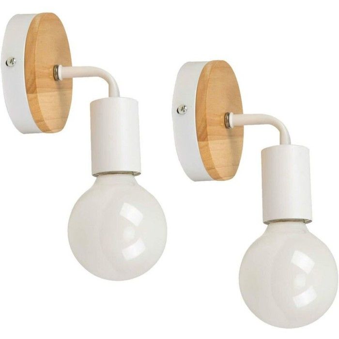 Lot de 2 Modern Lampe murale en fer forgé bois Vintage Lampe de sol E27 40W Applique murale Lampe MINI LAVE-LINGE – MINI MACHINE