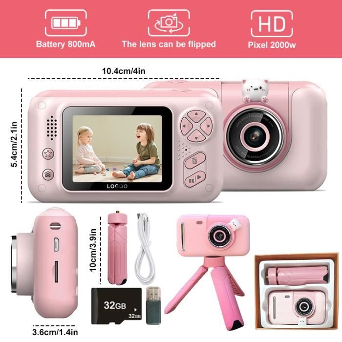 Version régulière A - Mini appareil photo numérique vintage pour enfants,  écran HD 1080P, 8 millions de pixel