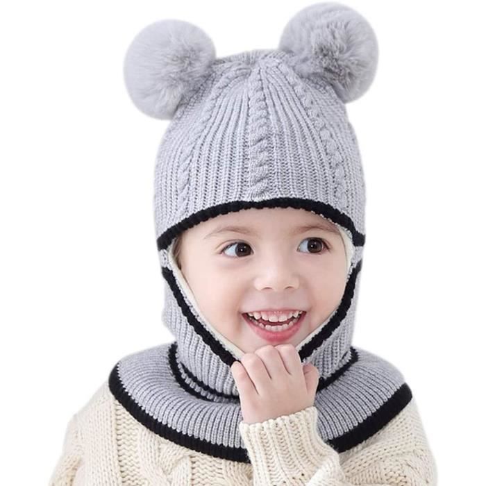 JchAouY Bonnet 4-8 ans chaud mignon chapeau écharpe garçon fille tricoté de  laine costume abdos sun3