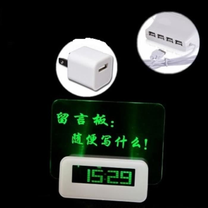 Réveil Vert Digital Electronique Tableau Lumineux LED avec HUB 4 Ports USB 