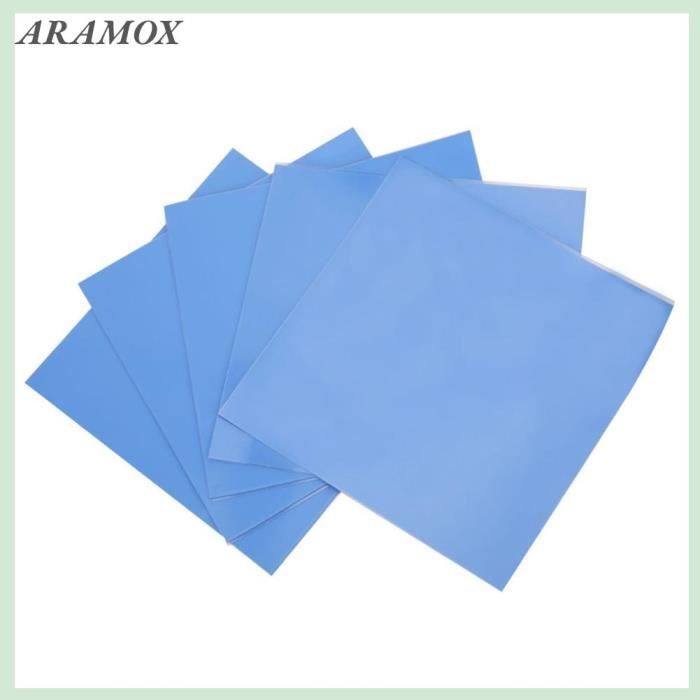 ARAMOX Lot de 5 Feuilles Pad Thermique Conduction Thermique GPU CPU Silicone 100x100x0.5mm
