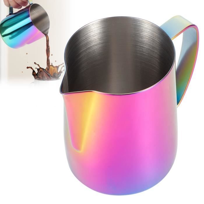 Pichet à Lait 400 Ml En Inox 304 - Pour Café, Latte Art - Bec Pointu, Grande Capacité, Noir