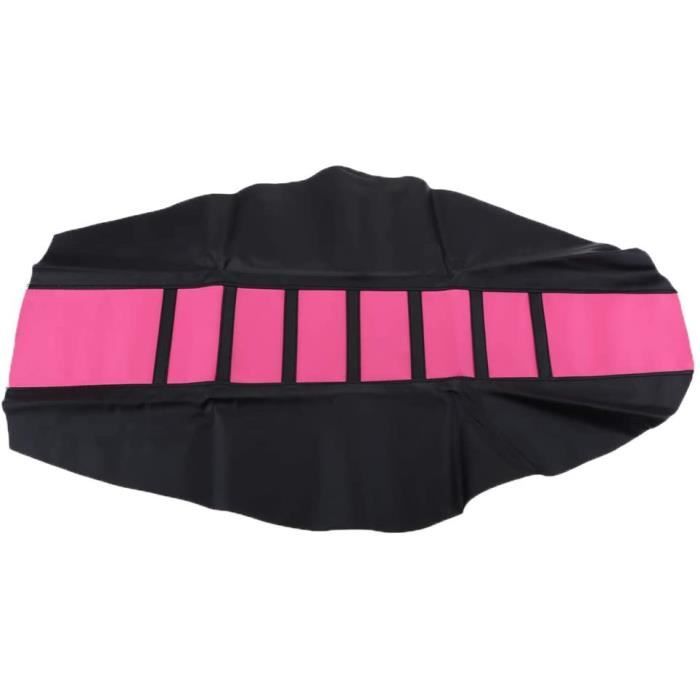 Housse De Selle Souple Pour Moto Dirt Bike Enduro - Coloris Rose Avec Rayure Noire, Confort Grip
