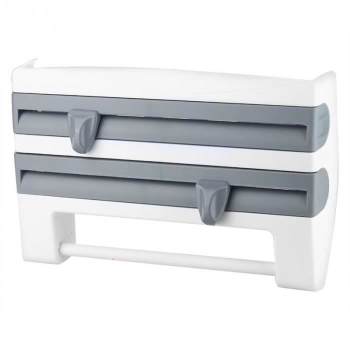 Support Mural Distributeur De Film Alimentaire Et Papier Aluminium – Avec Porte-serviettes Et Rangement Bouteilles