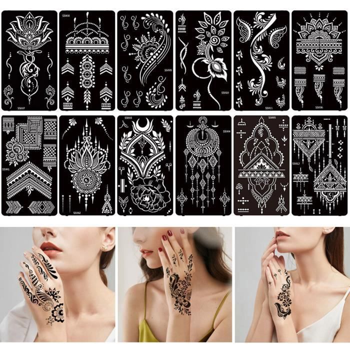 Kit De Tatouages Temporaires Henné Or Et Argent - 42 Pièces, Motifs Chaîne Et Anneau
