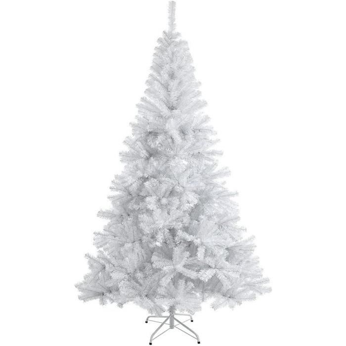 Sapin De Noël Blanc Artificiel 210Cm Arbre De Noël Décoration Fêtes De Noël Avec Support En