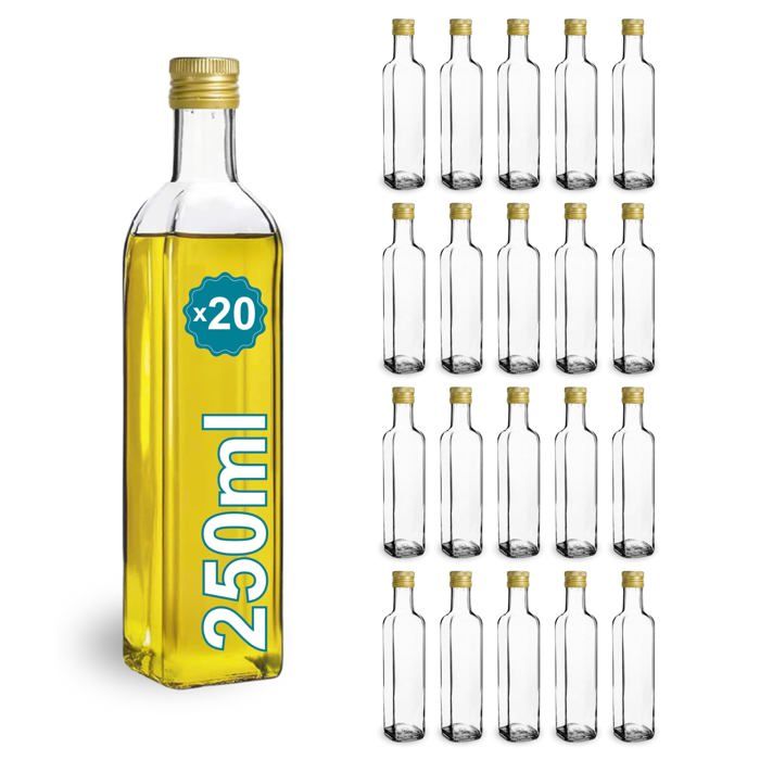 20x Bouteilles en Verre 250ml Huile d