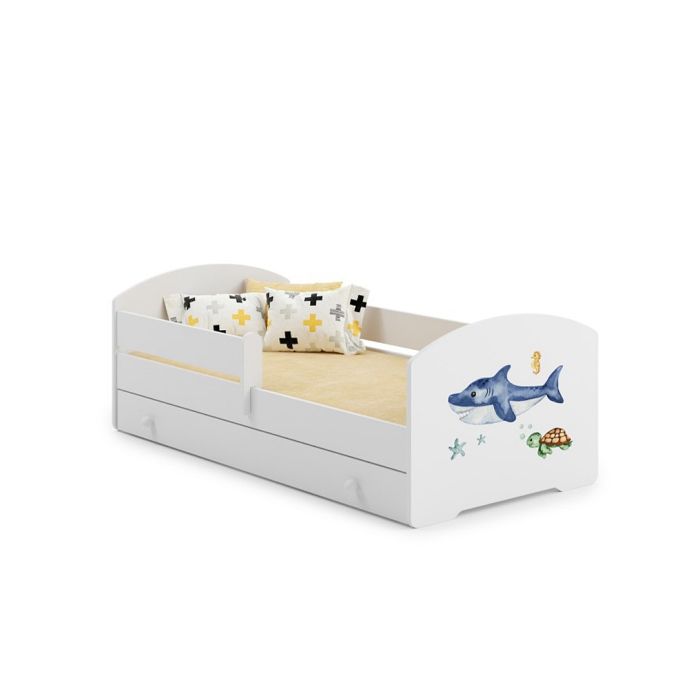 Lit enfant 140x70 REQUIN tiroir de rangement avec matelas