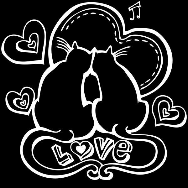 Sticker Couple Chat Love Amoureux Coeurs 60x62 Cm Blanc Amour006 Cdiscount Maison