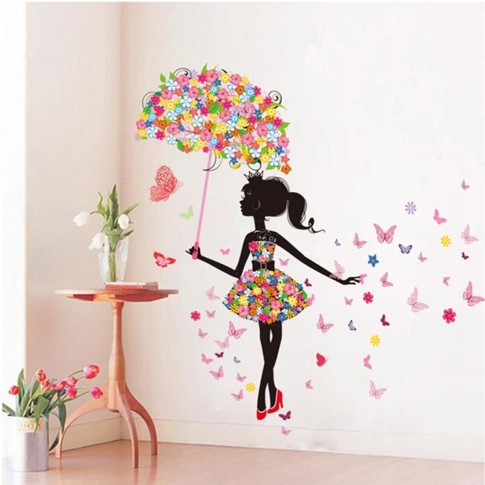 Modèle: 3 - Stickers Muraux Pvc Grand Mur Autocollant ; Rose Fille