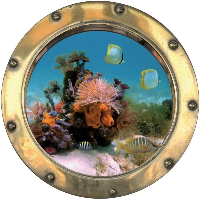 Stickers tête de lit Déco chambre Poissons fond marin 9156 