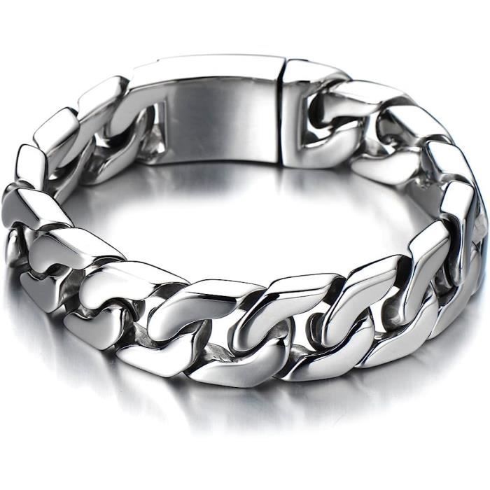 Bracelet Gourmette Pour Homme En Acier Inoxydable - Coloris Argenté, Noir Et Doré - Neuf Avec étiquettes