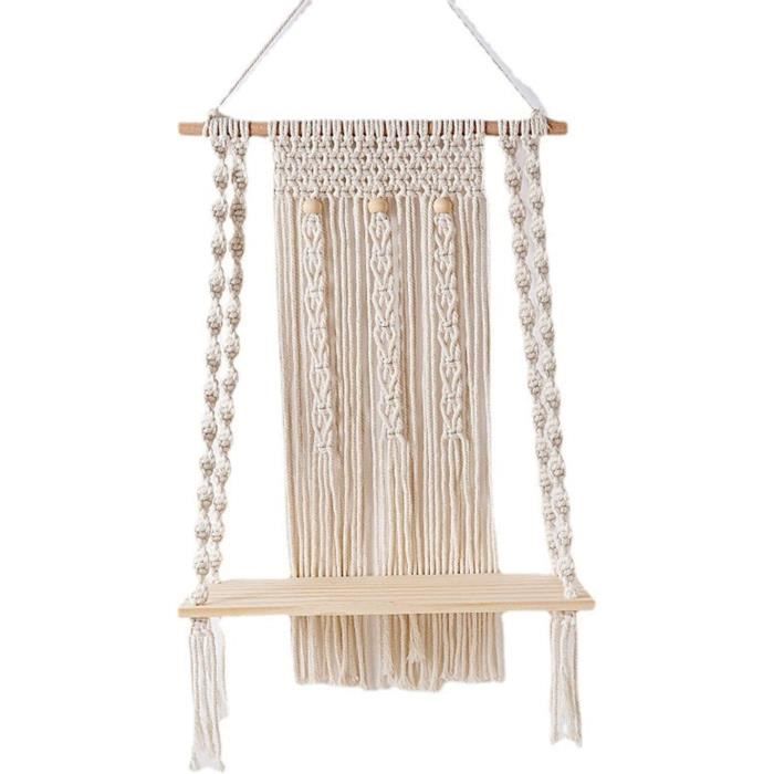 Étagère Murale Boho En Bois – 3 Niveaux, Design Bohème En Marron Rouge, Idéale Pour Décorer Votre Salon Ou Chambre - 11
