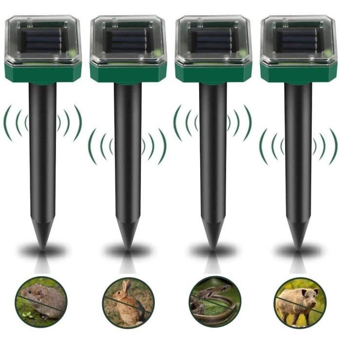 Répulsif Anti-taupes Solaire à Ultrasons - 4 Pièces, étanche IP65, Pour Jardin Et Pelouse