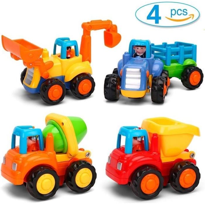 Mélangeur tracteur Set Kids Toddlers Mini Tirez aller véhicules voiture jouet Tractopelle Tombereau