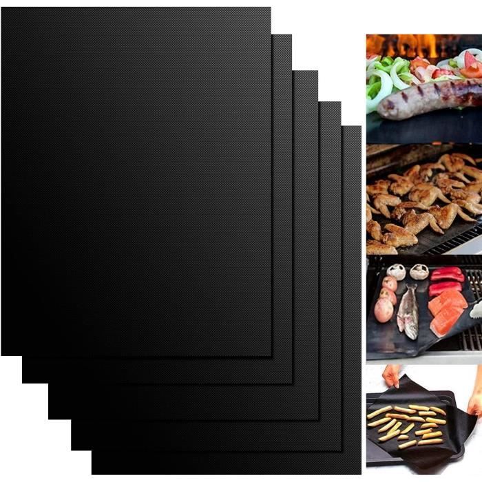 Lot De 5 Ou 10 Tapis De Cuisson Pour Barbecue Antiadhésifs Réutilisables - 40x33cm - Résistants à La Chaleur