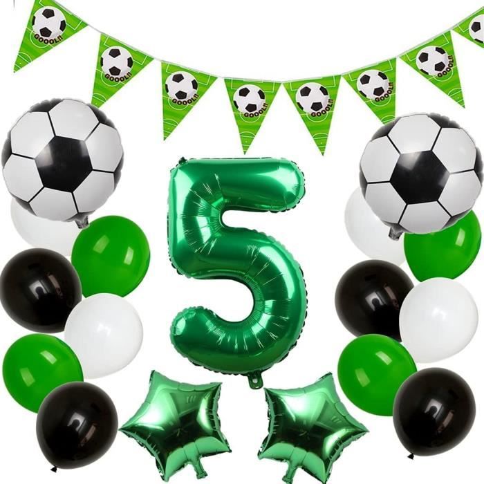 Déco Anniversaire Foot - Bannière + 20 Ballons Noir Et Blanc - Pour Fête Football Garçon/fille - Décoration Réutilisable