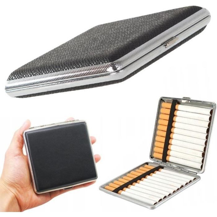 Etui Organisateur de Cigarettes Plat Classique Boîte Vintage Chrome Noir