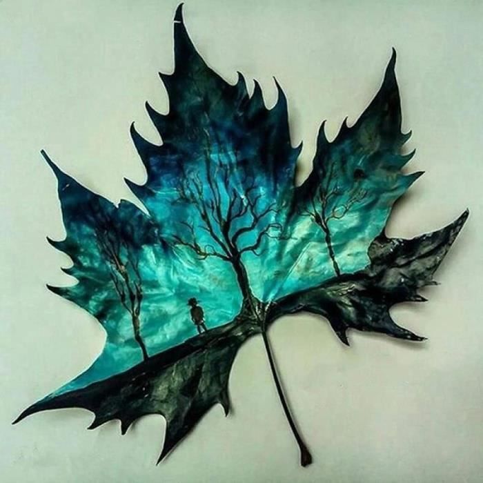 MOMAKA 5D Diamond Painting Couple De Feuilles D'Érable - Kit Broderie Diamant Automne 30x40cm Pour Décoration Murale