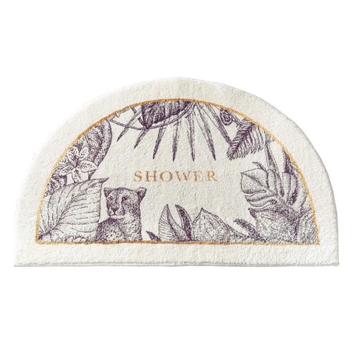 Tapis De Bain D'Angle Circulaire Antidérapant - Doux, Épais, Absorbant, Pour Salle De Bain (Noir) - 8
