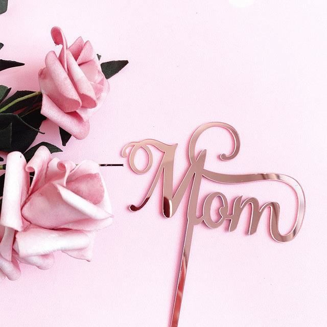 Happy Mother's Day Mom Décoration Gâteau "Happy Mother's Day Mom" En Acrylique à Paillettes - 15,2x10,2cm - Fabriqué Au UK - Pour Fête Des Mères Souvenir Fête Des Mères