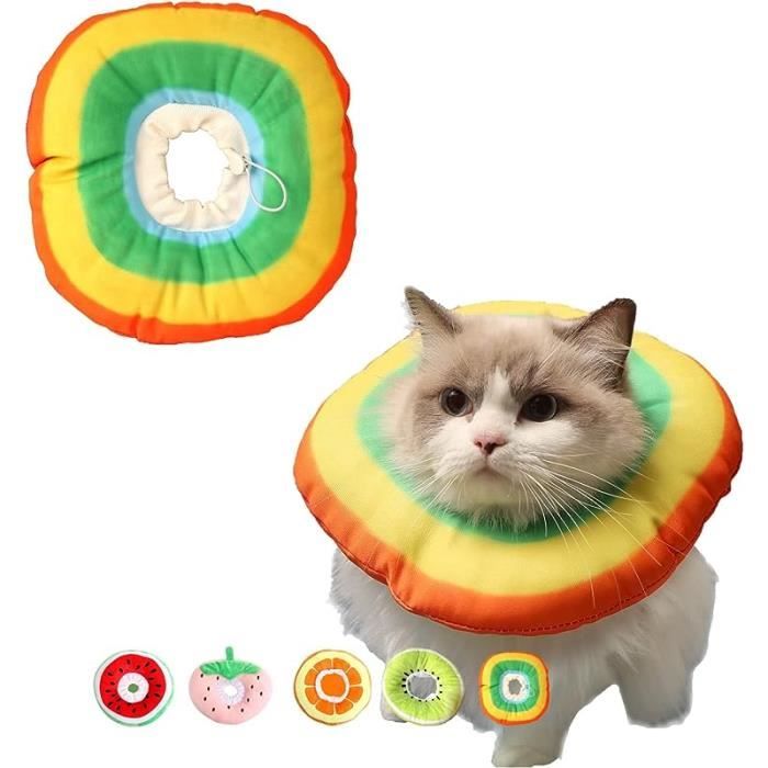 Comparer les prix de Collerette Chien Chat Collier Récupération Colerette Chiot Anti Lechage Anti-Morsure Protection Ajustable Lavable Comfy m rainbow