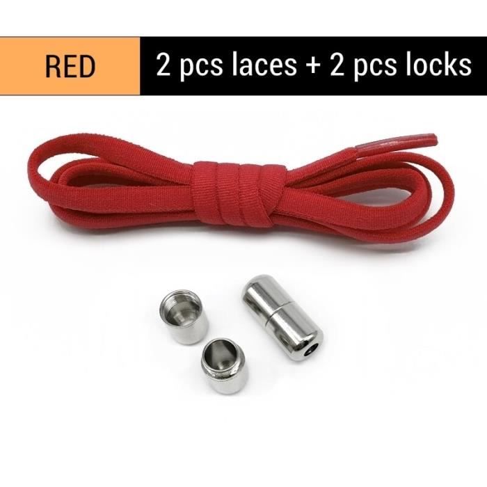 Lacets élastiques Sans Nœud - Longueur 100cm Extensible - Avec Fermeture Métal - Pour Enfants, Adultes, Personnes âgées - 2