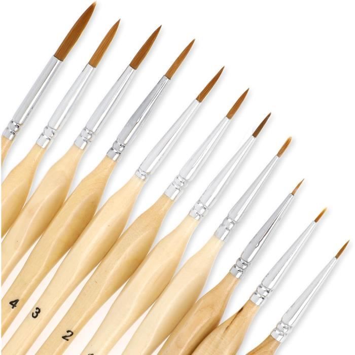 Set De 11 Pinceaux Pour Peinture Acrylique – Tailles Variées De 00000 à 7 – Idéal Pour Artistes Débutants Et Confirmés
