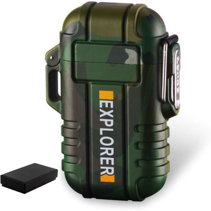 Porte-clés Briquet étanche Rechargeable - Allumage Par Arc - Style Lingot Doré 10 Oz - Pour Camping Randonnée