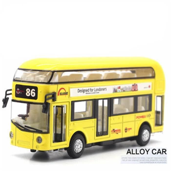Bus Jouet Pull Back – Châssis Métal – Modèle Jaune – Cadeau Enfant – 16,3 Cm