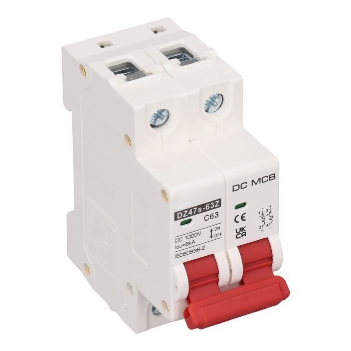 Disjoncteur Miniature DC 2P 63A 1000V IP65 - Pour Systèmes Solaires Photovoltaïques - Neuf