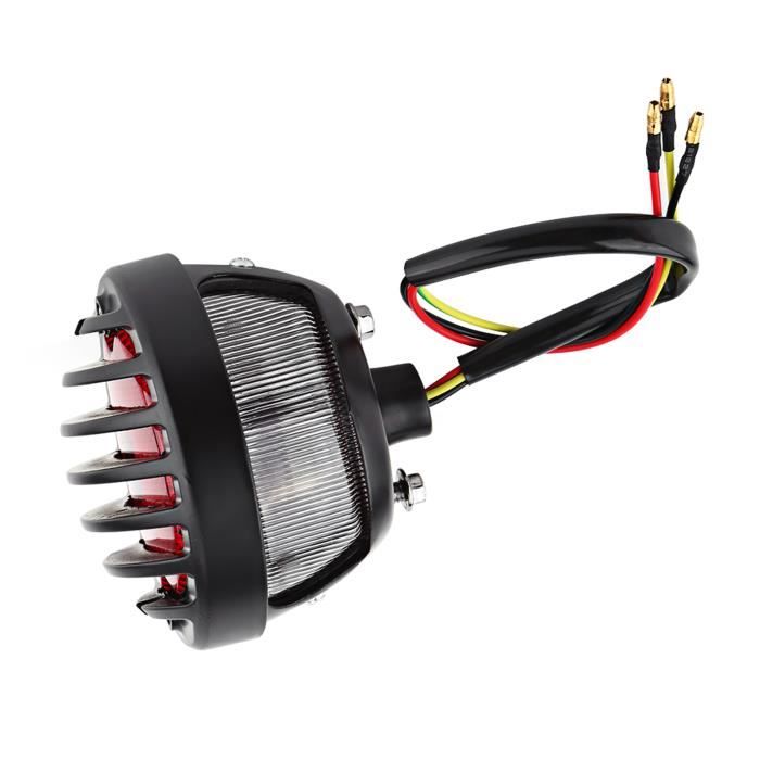 Feu Arrière De Frein Rond Noir Pour Moto - Feux Stop, Plaque Et Arrière Intégrés Pour Scooter Bobber Chopper ATV