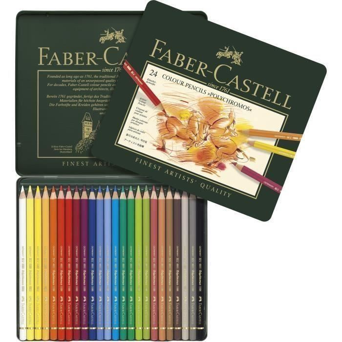 FABER-CASTELL Boîte Métal 24 Crayons Polychromos - Cdiscount Beaux