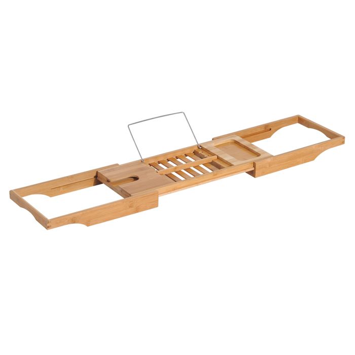 Pont Tablette Plateau De Baignoire Avec Support De Livre Longueur Reglable 70 105 Cm Bambou 19 Achat Vente Meuble Support Plante Pont De Baignoire Avec Supp Cdiscount