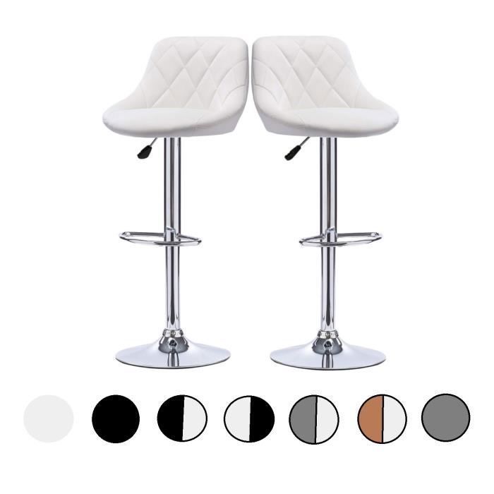 Tabouret de bar CIFUNZERO en similicuir style cuillère lot de 2 blancs
