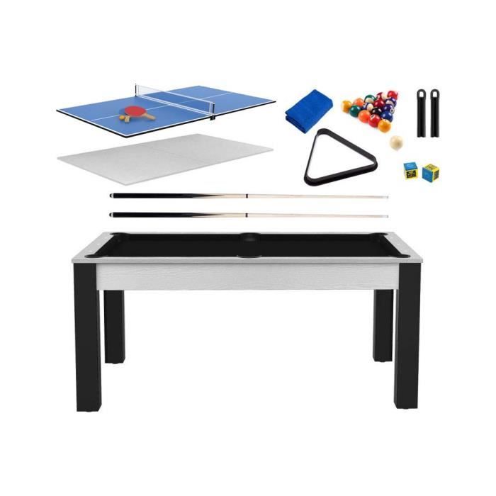 Billard Américain Avec Retour Automatique - 213x122x81cm - Tapis Bleu Laine - Accessoires Complets