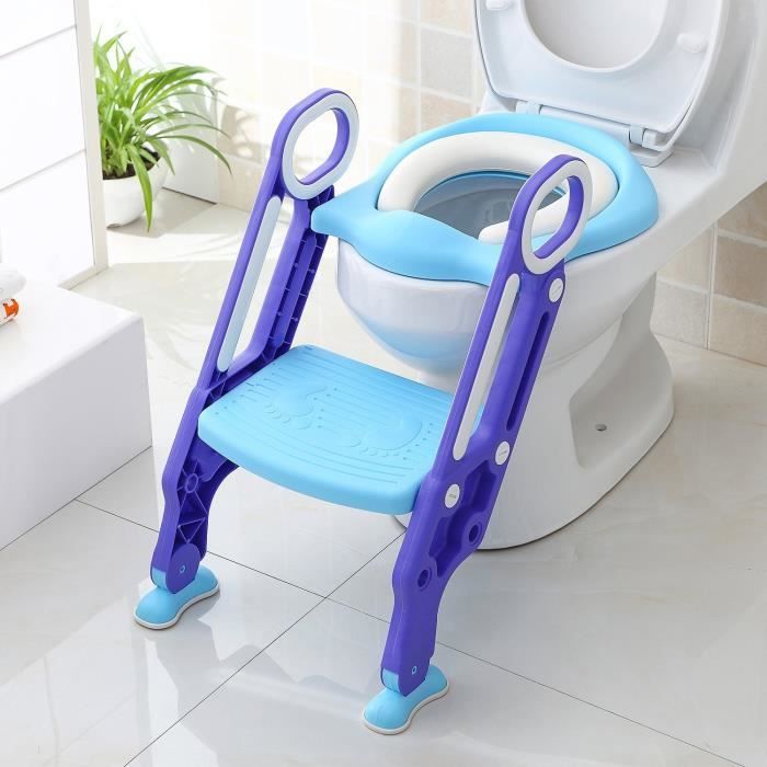 Siege De Toilette Enfant Pliable Et Reglable Reducteur De Toilette Bebe Avec Marches Lunette De Toilette Confortable Bleu Violet Cdiscount Puericulture Eveil Bebe