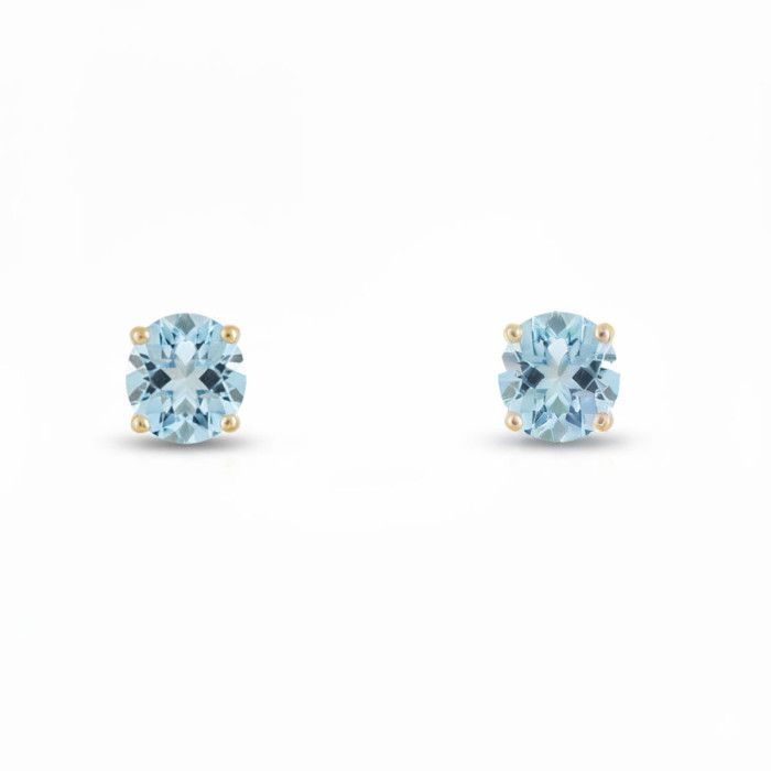 Boucles D'oreilles Or Jaune 9 Carats Avec Diamants Et Topazes - Clous Papillon, Occasion