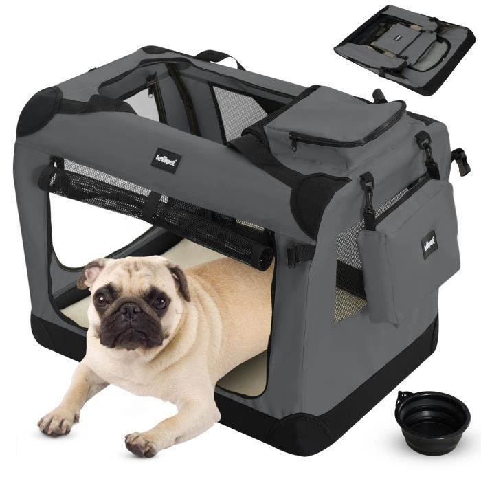 Meilleurs prix pour Leopet® Sac De Transport Pour Chiens - Gamelle, Pliable, Respirant, Taille S, Anthracite - Bagage, Panier Pour Animal De Compagnie, Voyage