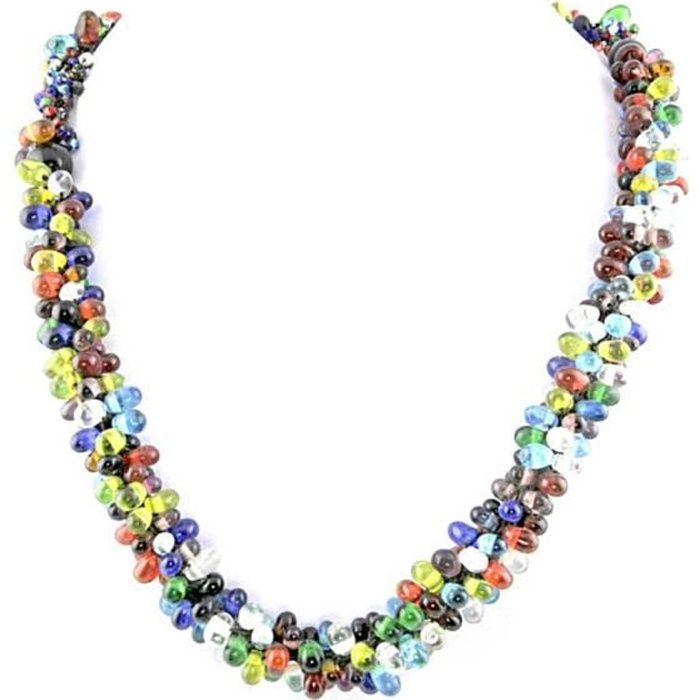 Collier perle Bijou fantaisie perle Verre Femme Multicolore Perle wz