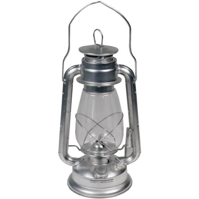 Lampe à pétrole - MFH - 26803 - Argent - Lanterne de tempête - Éclairage dambiance