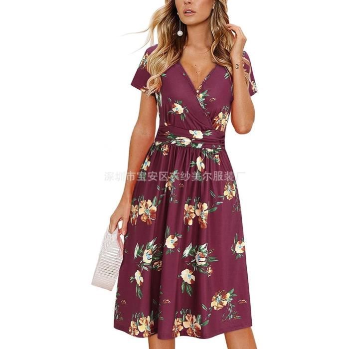 Jupe Femme Casual Club Marron à Fleurs - Taille 16, Longueur Genou, Style A-Line Stretch